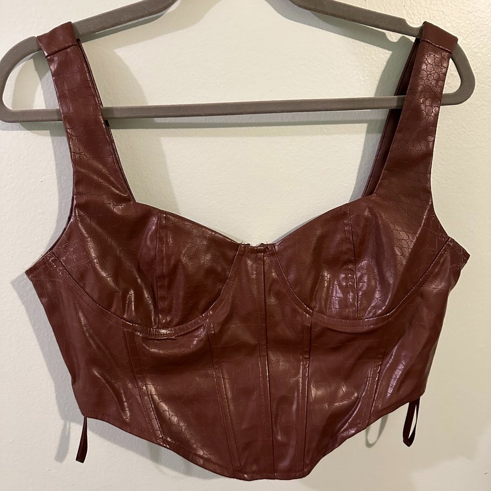 Chocolate Brown Crop Top with Corset Detail